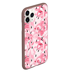 Чехол iPhone 11 Pro матовый Стая розовых фламинго, цвет: 3D-коричневый — фото 2