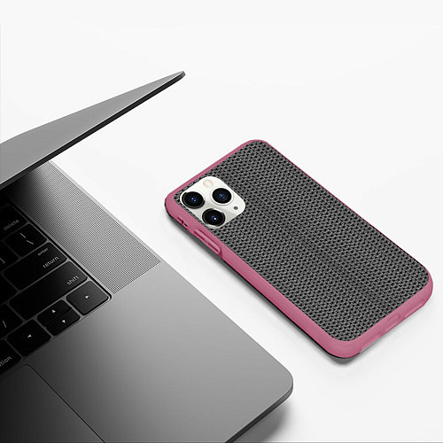 Чехол iPhone 11 Pro матовый Кованная металлическая кольчуга / 3D-Малиновый – фото 3