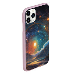 Чехол iPhone 11 Pro матовый Абстрактный фантастический пейзаж, цвет: 3D-розовый — фото 2