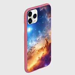 Чехол iPhone 11 Pro матовый Оранжевая небула космос, цвет: 3D-малиновый — фото 2