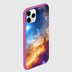 Чехол iPhone 11 Pro матовый Оранжевая небула космос, цвет: 3D-фиолетовый — фото 2