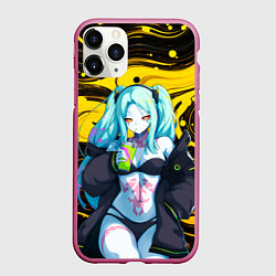 Чехол iPhone 11 Pro матовый Ребекка и Киберпанк, цвет: 3D-малиновый