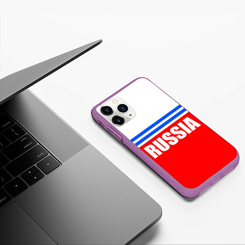 Чехол iPhone 11 Pro матовый Russia - classic / 3D-Фиолетовый – фото 3