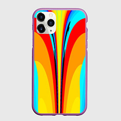 Чехол iPhone 11 Pro матовый Волнистая абстракция, цвет: 3D-фиолетовый