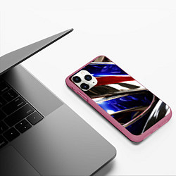 Чехол iPhone 11 Pro матовый Металлические абстрактные вставки, цвет: 3D-малиновый — фото 2