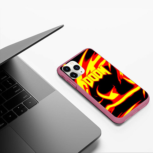 Чехол iPhone 11 Pro матовый Doom eternal fire storm / 3D-Малиновый – фото 3