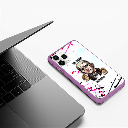 Чехол iPhone 11 Pro матовый Lil peep rap band / 3D-Фиолетовый – фото 3