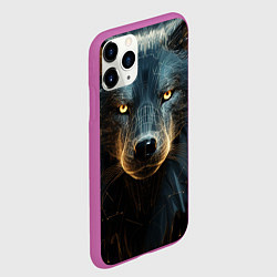 Чехол iPhone 11 Pro матовый Волк арт-портрет, цвет: 3D-фиолетовый — фото 2