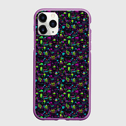 Чехол iPhone 11 Pro матовый Принт в стиле киберпанк, цвет: 3D-фиолетовый