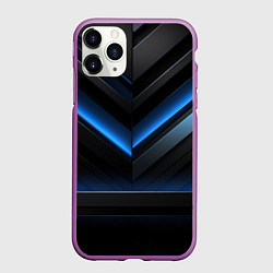 Чехол iPhone 11 Pro матовый Оттенки синего абстракция, цвет: 3D-фиолетовый