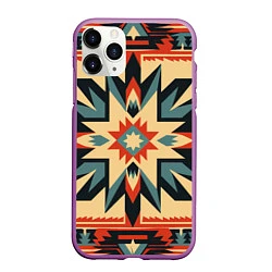 Чехол iPhone 11 Pro матовый Орнамент в стиле американских индейцев, цвет: 3D-фиолетовый