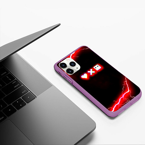 Чехол iPhone 11 Pro матовый Love death robots storm / 3D-Фиолетовый – фото 3