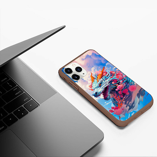 Чехол iPhone 11 Pro матовый Небесный дракон / 3D-Коричневый – фото 3