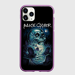 Чехол iPhone 11 Pro матовый Night skull Alice Cooper, цвет: 3D-фиолетовый