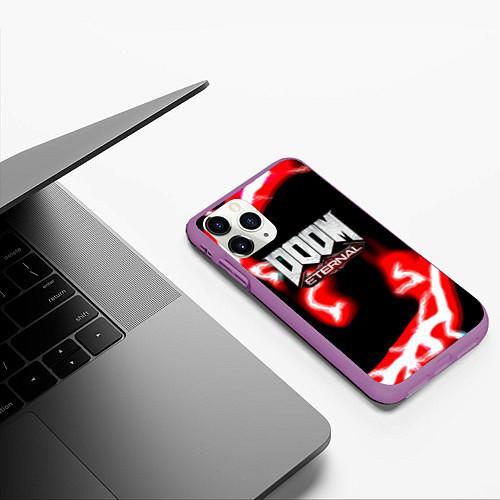 Чехол iPhone 11 Pro матовый Doom eternal storm / 3D-Фиолетовый – фото 3