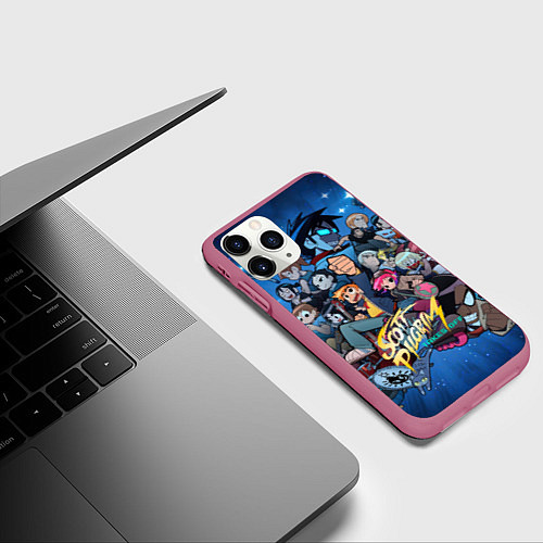 Чехол iPhone 11 Pro матовый Скотт Пилигрим жмёт на газ / 3D-Малиновый – фото 3