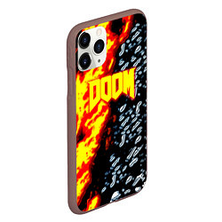 Чехол iPhone 11 Pro матовый Doom огненное лого, цвет: 3D-коричневый — фото 2