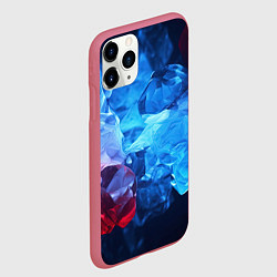 Чехол iPhone 11 Pro матовый Синяя ледяная абстракция с красным, цвет: 3D-малиновый — фото 2