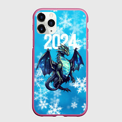 Чехол iPhone 11 Pro матовый 2024 синий дракон