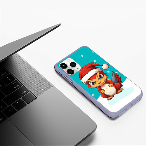 Чехол iPhone 11 Pro матовый Новогодний дракошка 2024 / 3D-Светло-сиреневый – фото 3