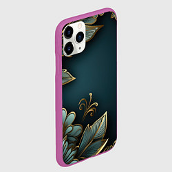 Чехол iPhone 11 Pro матовый Объемные узоры и листья, цвет: 3D-фиолетовый — фото 2