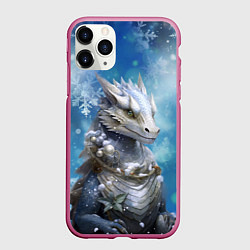 Чехол iPhone 11 Pro матовый Зимний дракон, цвет: 3D-малиновый