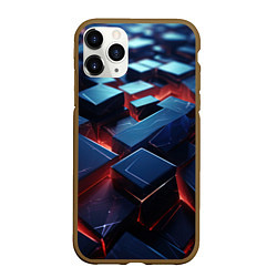 Чехол iPhone 11 Pro матовый Синие плиты абстракция разлома, цвет: 3D-коричневый