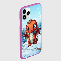 Чехол iPhone 11 Pro матовый Рыжий дракончик 2024, цвет: 3D-фиолетовый — фото 2