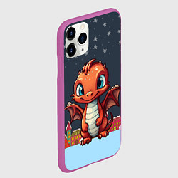 Чехол iPhone 11 Pro матовый Рыжий новогодний дракон, цвет: 3D-фиолетовый — фото 2
