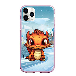 Чехол iPhone 11 Pro матовый Милый рыжий дракоша, цвет: 3D-розовый