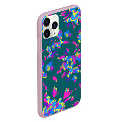 Чехол iPhone 11 Pro матовый Абстрактные лепестки, цвет: 3D-розовый — фото 2