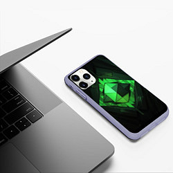 Чехол iPhone 11 Pro матовый Green abstract geometry, цвет: 3D-светло-сиреневый — фото 2
