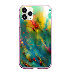Чехол iPhone 11 Pro матовый Абстрактные мазки краски, цвет: 3D-розовый