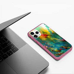 Чехол iPhone 11 Pro матовый Абстрактные мазки краски, цвет: 3D-малиновый — фото 2