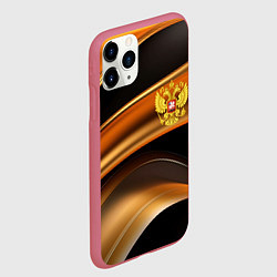 Чехол iPhone 11 Pro матовый Герб России на черном золотом фоне, цвет: 3D-малиновый — фото 2