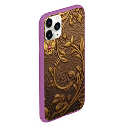 Чехол iPhone 11 Pro матовый Золотой герб России, цвет: 3D-фиолетовый — фото 2
