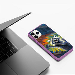 Чехол iPhone 11 Pro матовый Крик енота, цвет: 3D-фиолетовый — фото 2