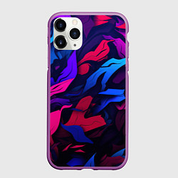 Чехол iPhone 11 Pro матовый Синие и фиолетовые яркие краски, цвет: 3D-фиолетовый