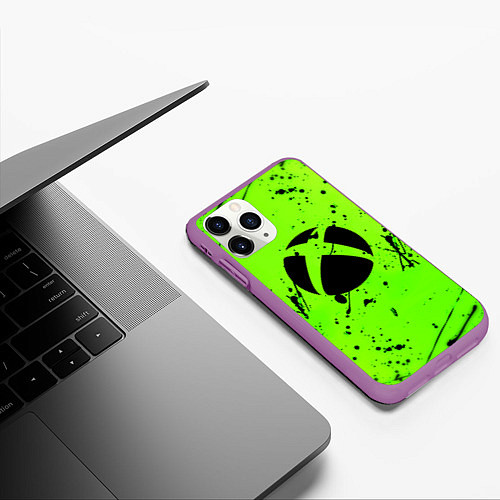 Чехол iPhone 11 Pro матовый Xbox кислотный стиль / 3D-Фиолетовый – фото 3