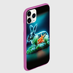 Чехол iPhone 11 Pro матовый Прозрачный стеклянный кролик с овощами, цвет: 3D-фиолетовый — фото 2