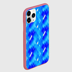 Чехол iPhone 11 Pro матовый Синее пиксельное полотно, цвет: 3D-малиновый — фото 2