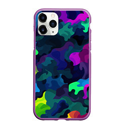 Чехол iPhone 11 Pro матовый Хаотичный камуфляж, цвет: 3D-фиолетовый
