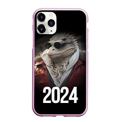 Чехол iPhone 11 Pro матовый 2024 реалистичный дракон, цвет: 3D-розовый