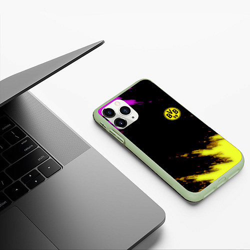 Чехол iPhone 11 Pro матовый Borussia Dortmund sport / 3D-Салатовый – фото 3