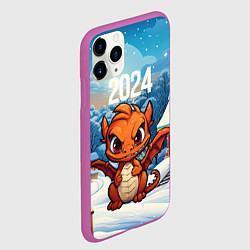 Чехол iPhone 11 Pro матовый Угрюмый забавный дракон, цвет: 3D-фиолетовый — фото 2