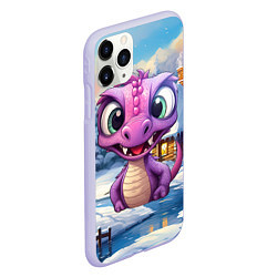 Чехол iPhone 11 Pro матовый Фиолетовый забавный дракон, цвет: 3D-светло-сиреневый — фото 2