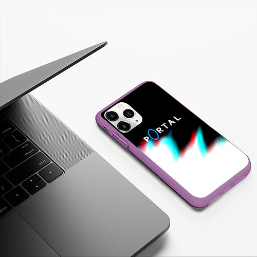 Чехол iPhone 11 Pro матовый Portal game blink color / 3D-Фиолетовый – фото 3