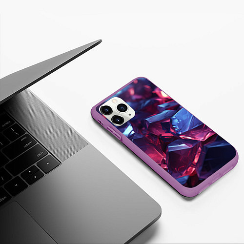 Чехол iPhone 11 Pro матовый Абстрактные стеклянные камни / 3D-Фиолетовый – фото 3