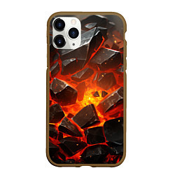 Чехол iPhone 11 Pro матовый Летящие черные камни после взрыва, цвет: 3D-коричневый