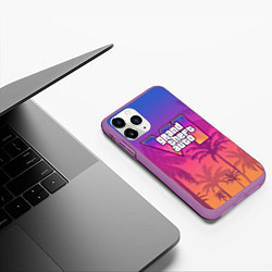 Чехол iPhone 11 Pro матовый GTA 6 official, цвет: 3D-фиолетовый — фото 2